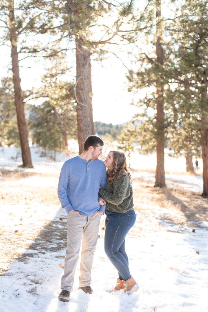 Evergreen winter engagement session