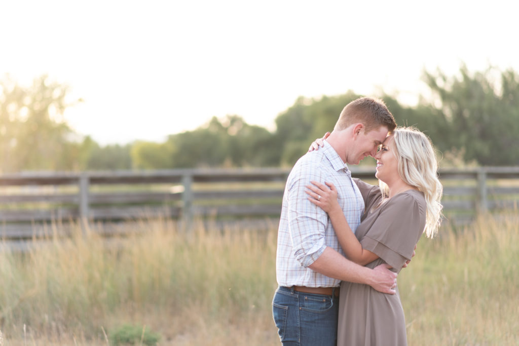 Dreamy colorado sunset engagement session at sandstone ranch, Longmont