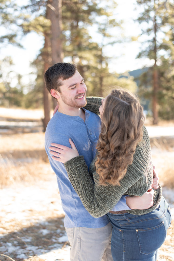 Evergreen winter engagement session